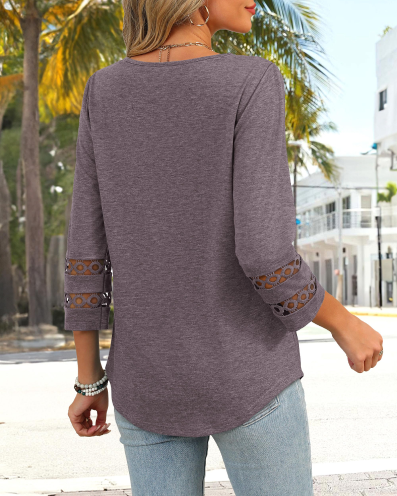 Oliv Damesblouse Zomer – V-hals 3/4 Mouwen Elegant & Casual