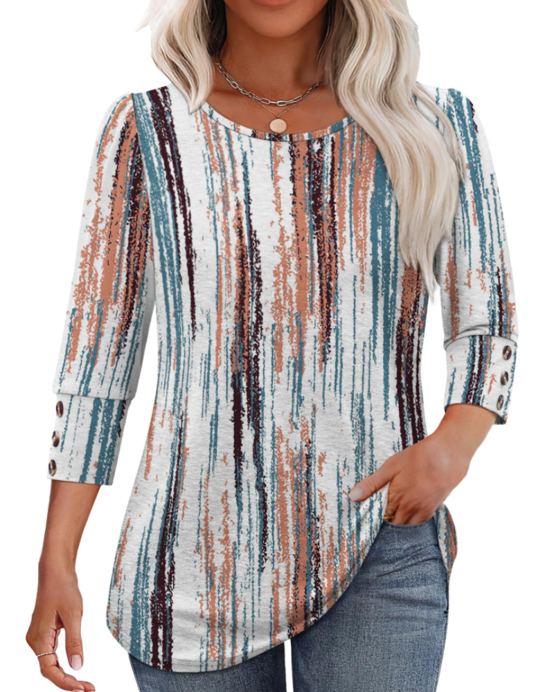 Hannah Women's Buttoned Shirt – Lightweight and Elegant 3/4 Sleeve Blouse