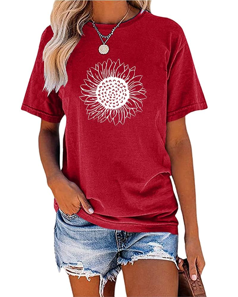 T-shirt da donna Daisy estate – Girasole vintage collo rotondo maniche corte