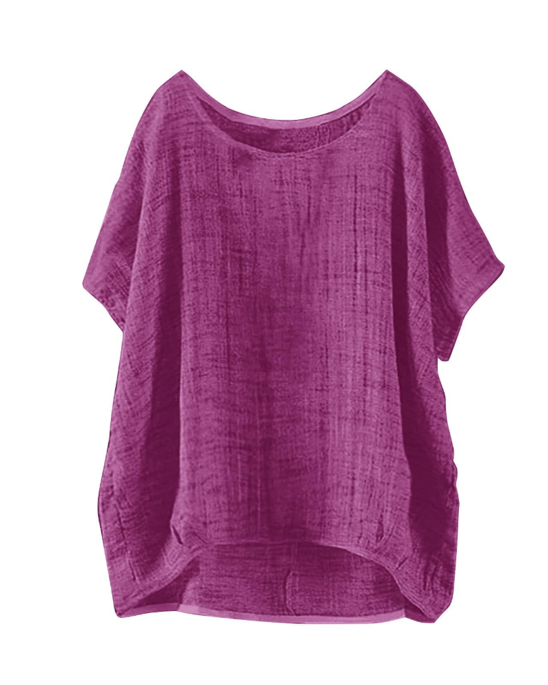 Fery Blouse Femme Été – Lin Uni Manches Courtes Coupe Ample