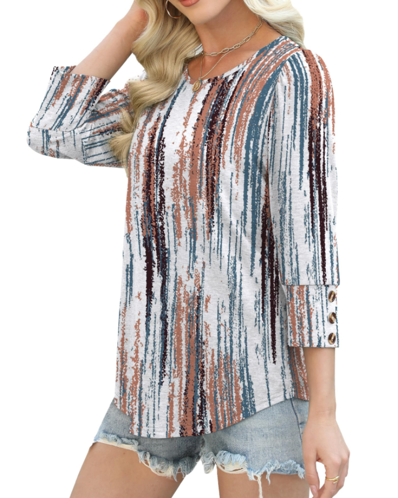 Hannah Women's Buttoned Shirt – Lightweight and Elegant 3/4 Sleeve Blouse