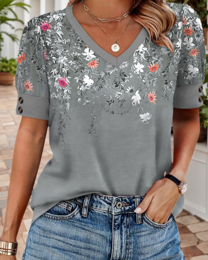 Grace Chemisier Damen V-Ausschnitt – Leichte Bluse mit eleganten kurzen Ärmeln