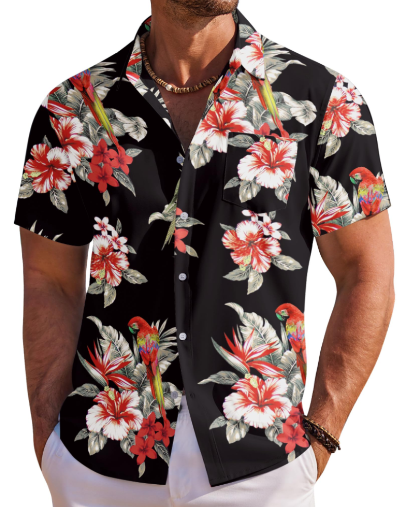 Camisa hawaiana para hombre Jake – Camisa tropical floral de manga corta con botones