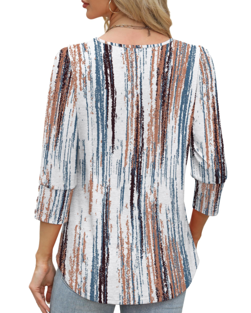 Hannah Women's Buttoned Shirt – Lightweight and Elegant 3/4 Sleeve Blouse