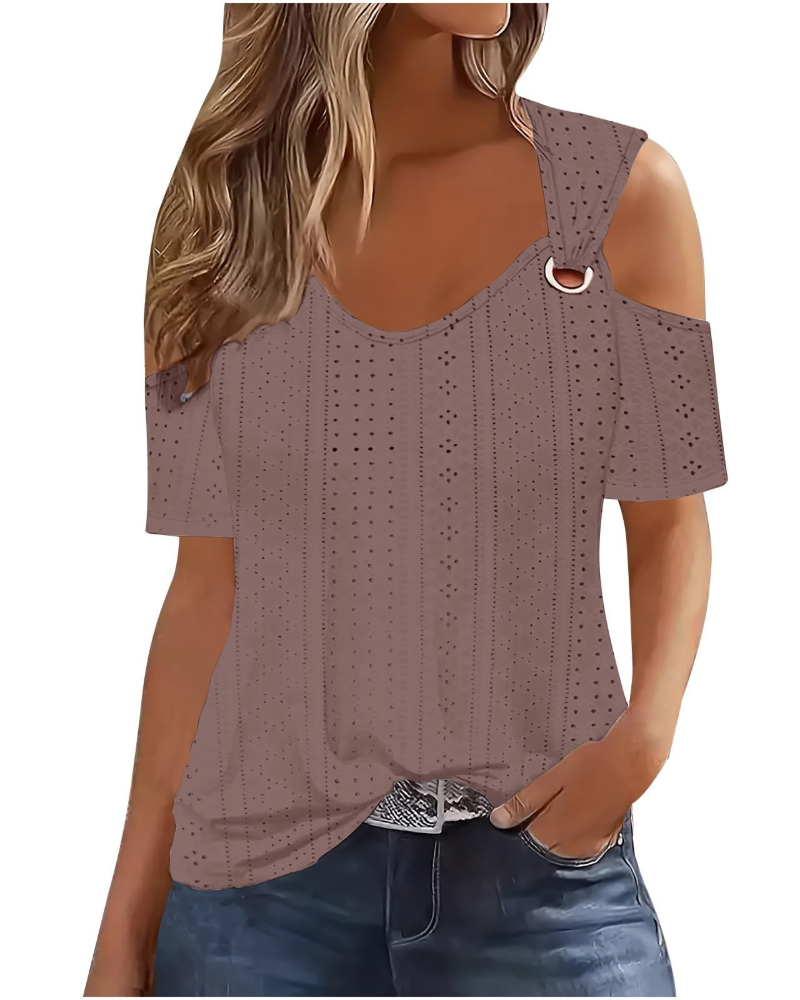 Blusa Donna Lemma – Spalle Scoperte, Collo Tondo, Maniche Corte