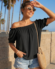 Blusa Sophia para mujer con hombros descubiertos – Top elegante con mangas abullonadas para el verano