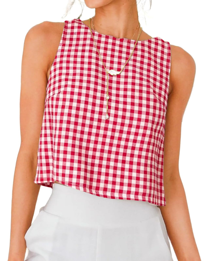 Top Sienna para Mulher em Linho – Blusa Curta Sem Mangas com Botões Elegantes nas Costas