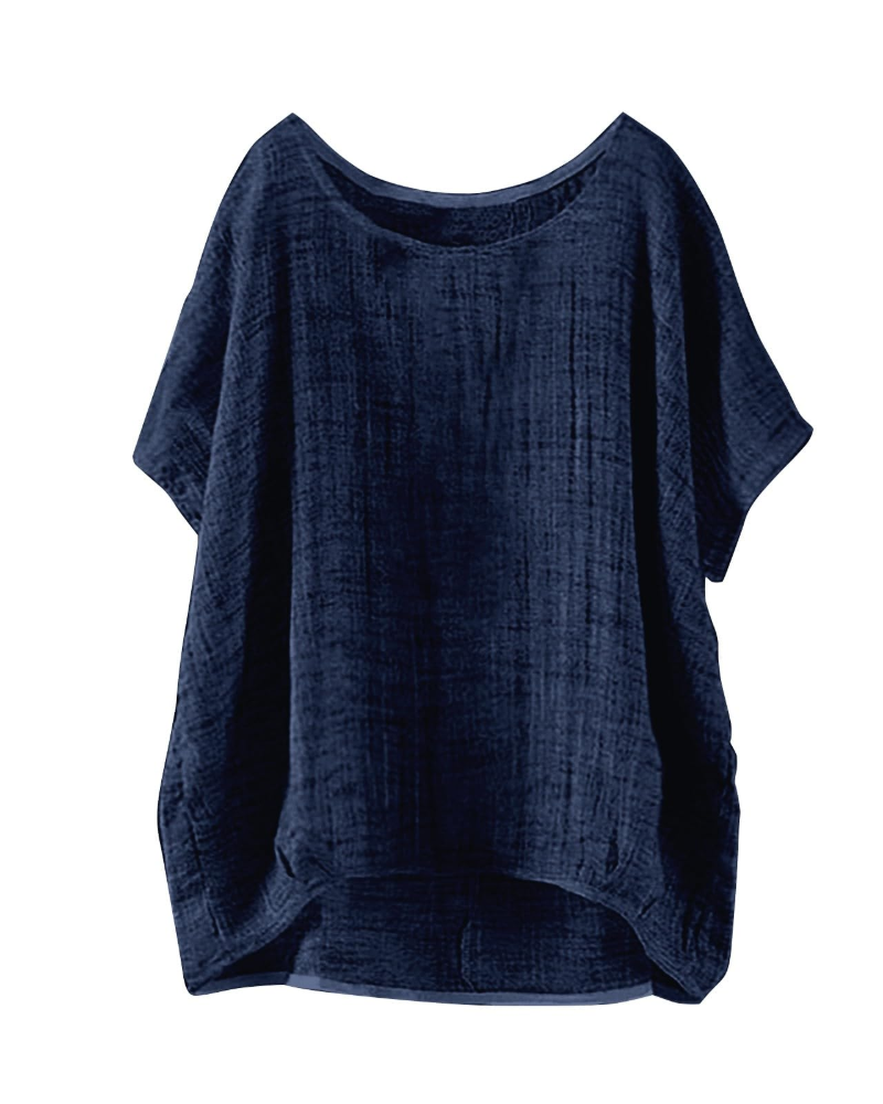 Fery Blouse Femme Été – Lin Uni Manches Courtes Coupe Ample