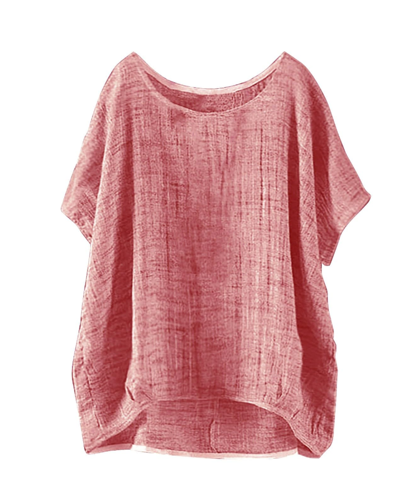 Fery Blouse Femme Été – Lin Uni Manches Courtes Coupe Ample