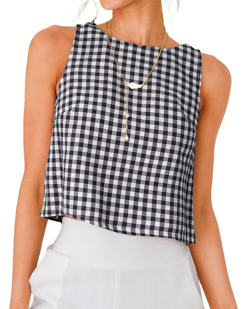 Top Sienna para Mulher em Linho – Blusa Curta Sem Mangas com Botões Elegantes nas Costas