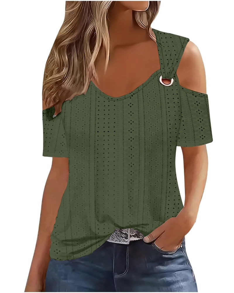 Blusa Donna Lemma – Spalle Scoperte, Collo Tondo, Maniche Corte
