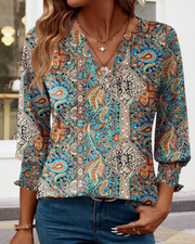 Lily Bluse Damen – V-Ausschnitt 3/4-Arm Eleganter Babydoll-Schnitt