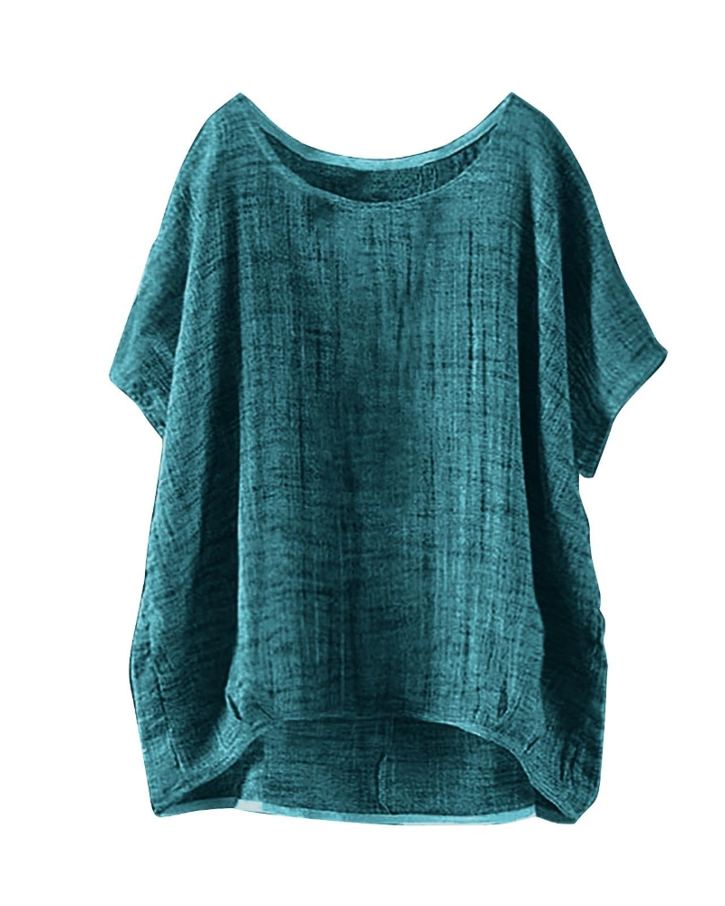 Fery Blouse Femme Été – Lin Uni Manches Courtes Coupe Ample