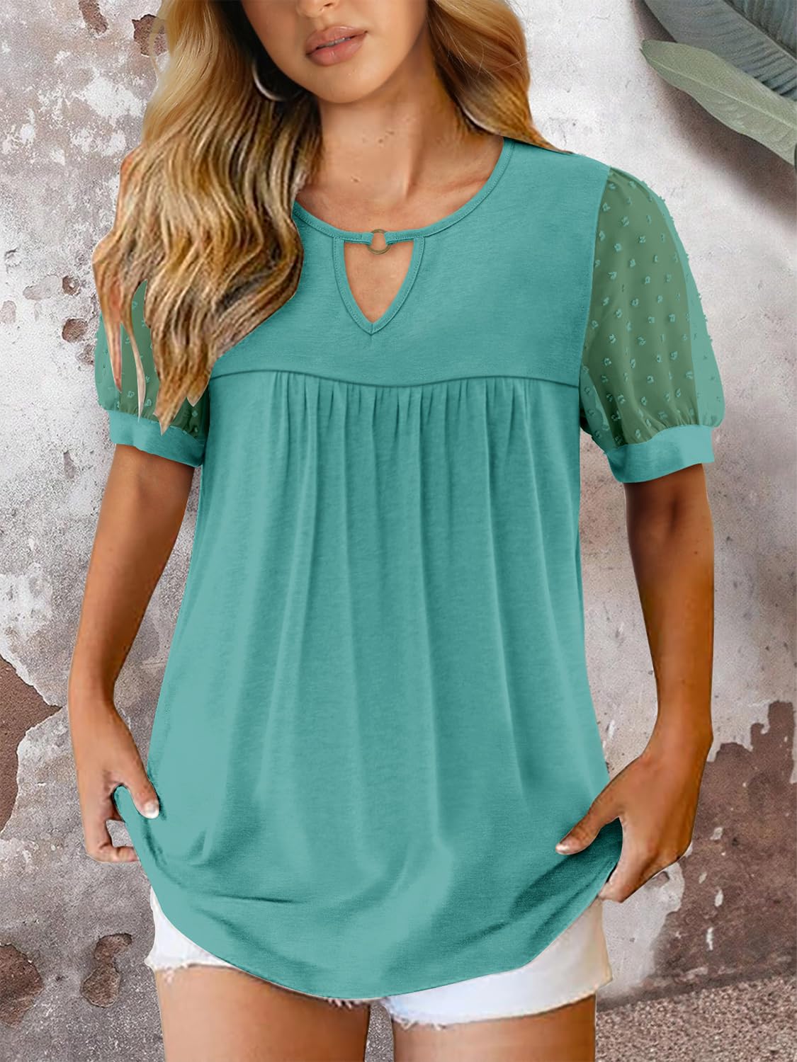 Fairy Chemisier Femme Décontracté – Blouse Fluide Col Rond à Manches Courtes