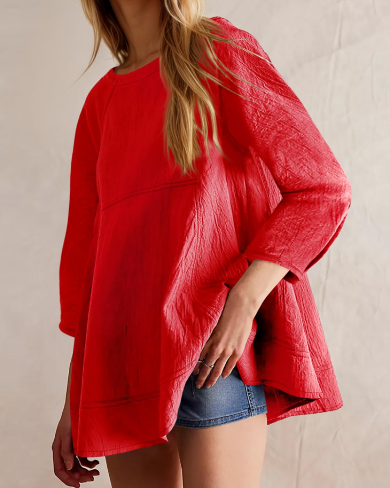 Fiorella Dámská halenka s peplum – Babydoll halenka s 3/4 rukávy z bavlny a viskózy