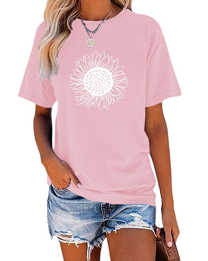 T-shirt da donna Daisy estate – Girasole vintage collo rotondo maniche corte