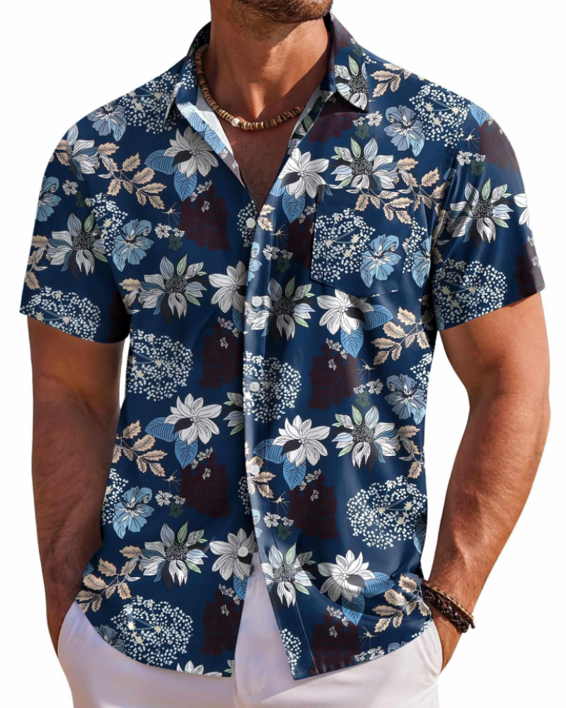 Camisa hawaiana para hombre Jake – Camisa tropical floral de manga corta con botones