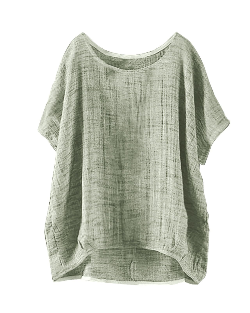 Fery Blouse Femme Été – Lin Uni Manches Courtes Coupe Ample