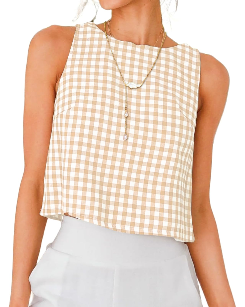 Top Sienna para Mulher em Linho – Blusa Curta Sem Mangas com Botões Elegantes nas Costas