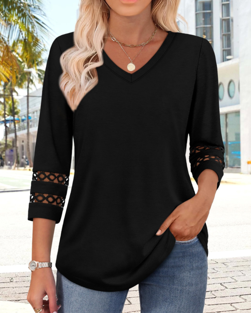 Oliv Damesblouse Zomer – V-hals 3/4 Mouwen Elegant & Casual