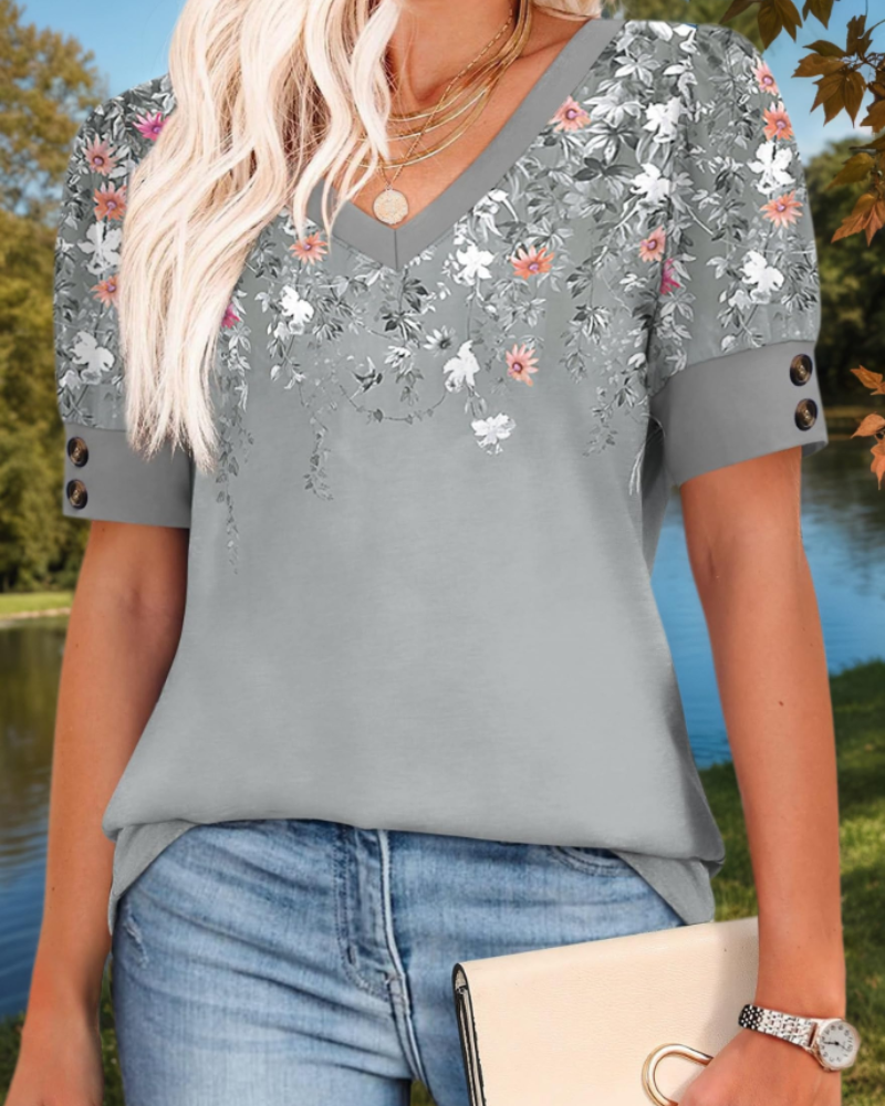 Grace Chemisier Damen V-Ausschnitt – Leichte Bluse mit eleganten kurzen Ärmeln