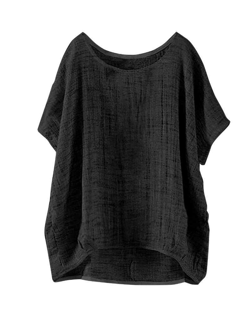 Fery Blouse Femme Été – Lin Uni Manches Courtes Coupe Ample