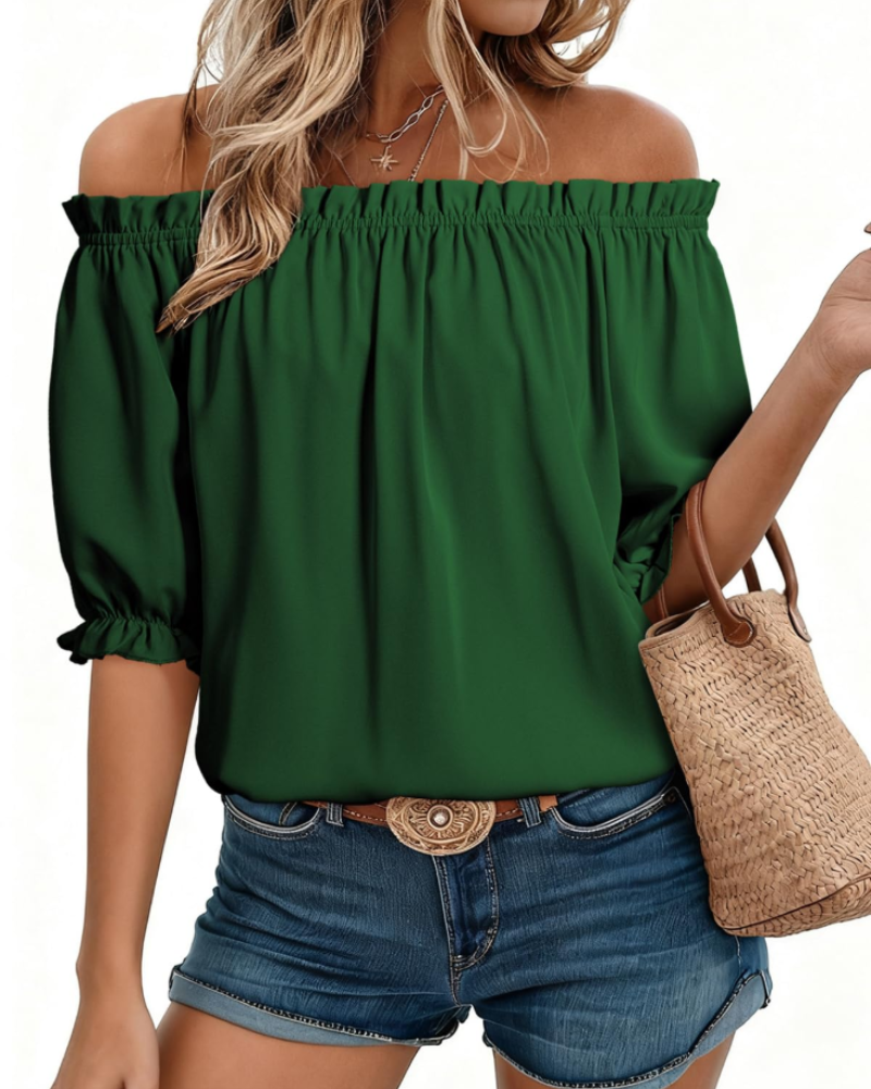 Blusa Sophia para mujer con hombros descubiertos – Top elegante con mangas abullonadas para el verano