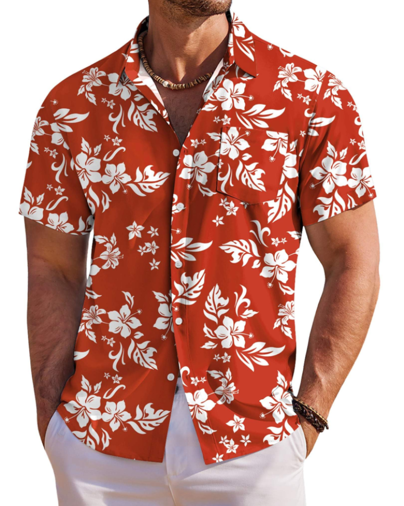 Camisa hawaiana para hombre Jake – Camisa tropical floral de manga corta con botones