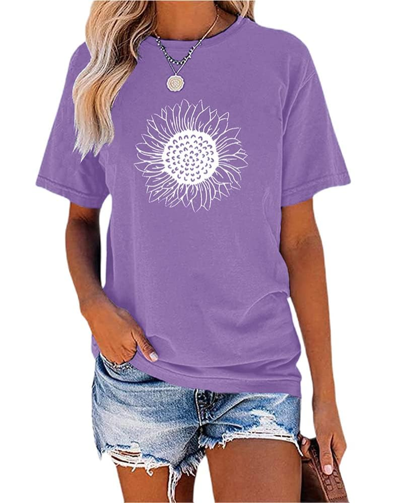 T-shirt da donna Daisy estate – Girasole vintage collo rotondo maniche corte