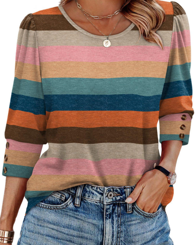 Hannah Women's Buttoned Shirt – Lightweight and Elegant 3/4 Sleeve Blouse