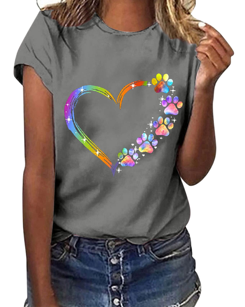 Chloe Women's Summer T-Shirt – Floral Print, Round Neck, Short Sleeves