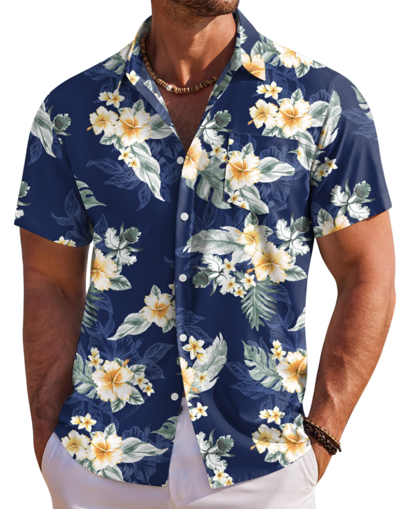 Camisa hawaiana para hombre Jake – Camisa tropical floral de manga corta con botones