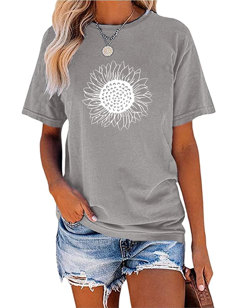 T-shirt da donna Daisy estate – Girasole vintage collo rotondo maniche corte