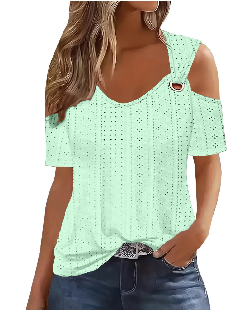 Blusa Donna Lemma – Spalle Scoperte, Collo Tondo, Maniche Corte