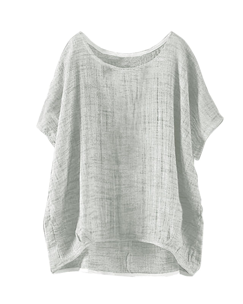 Fery Blouse Femme Été – Lin Uni Manches Courtes Coupe Ample