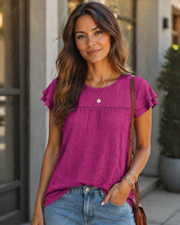 Isara Top Femme – Blusa con Occhielli e Volant, Taglio Babydoll Fluido e Stile Estivo Chic