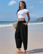 Cristal dames harembroek – wijde pasvorm, hoge elastische taille, licht en casual