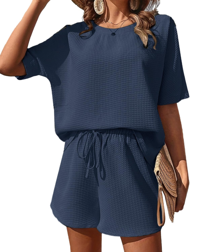 Scarlett Ensemble Femme d'Été – T-Shirt & Short Taille Haute 2 Pièces Texturé