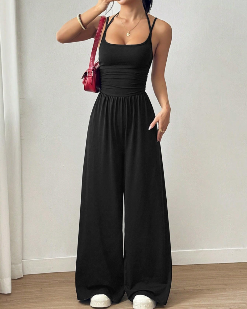 Avery Women's Jumpsuit – Wide-Leg Strappy Jumpsuit with Elegant Elastic Waist