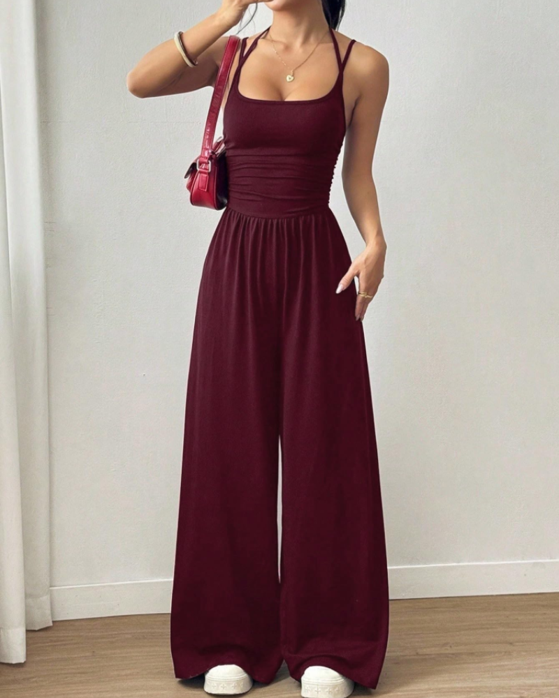 Avery Women's Jumpsuit – Wide-Leg Strappy Jumpsuit with Elegant Elastic Waist