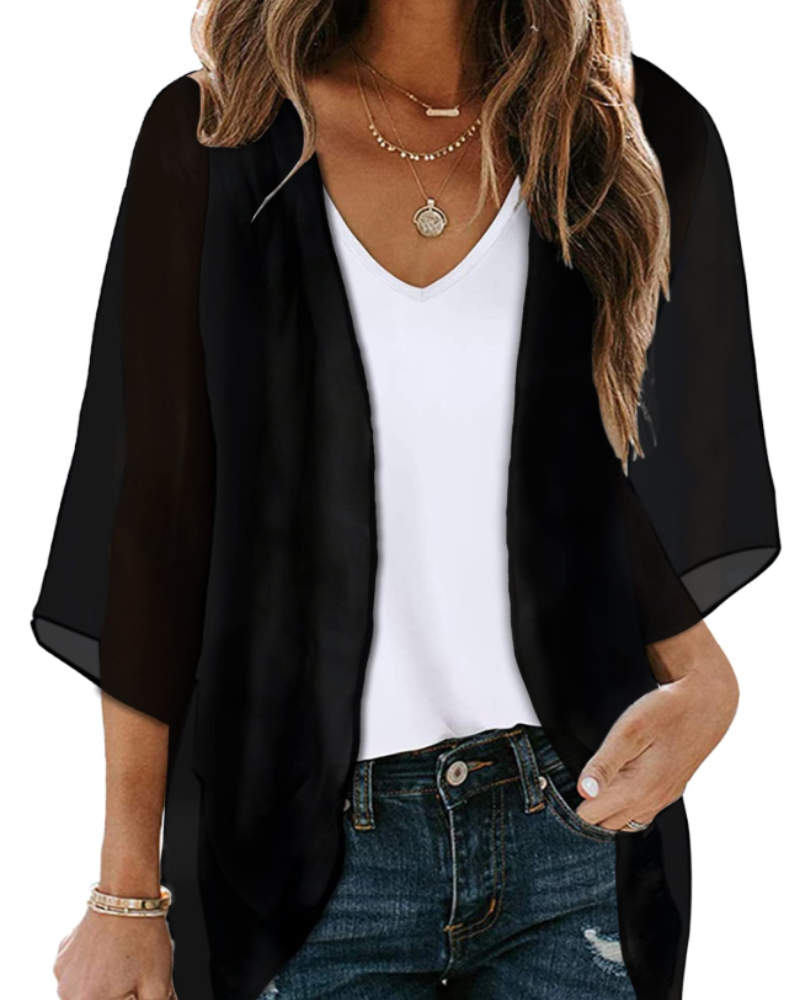 Bianca Floral Women's Kimono – Lightweight Chiffon Summer Cover-Up Cardigan