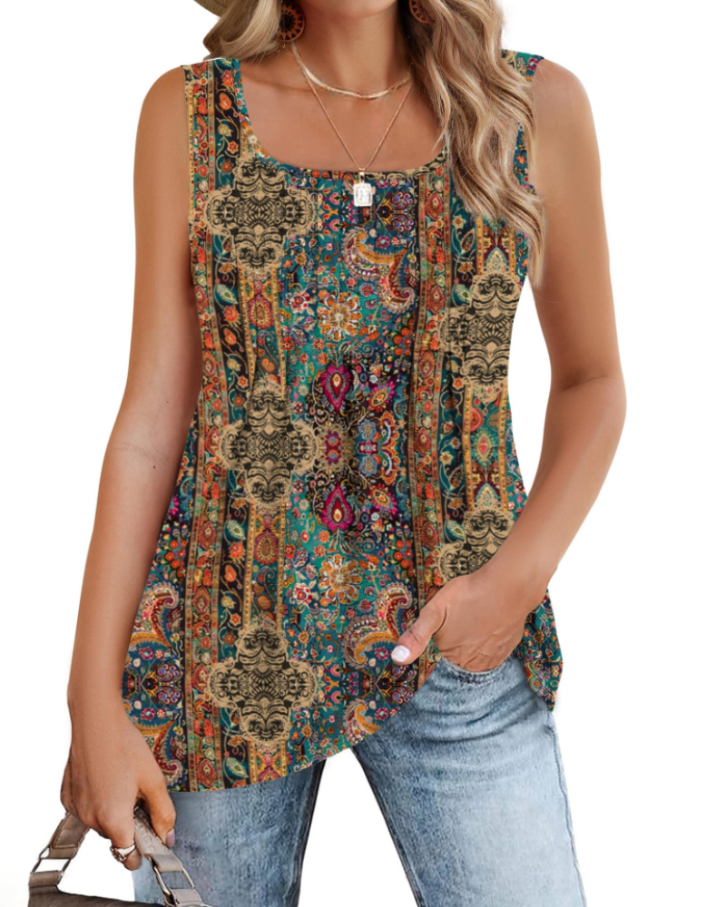 Grace Top de Mulher com Decote Quadrado – Blusa Sem Mangas Elegante para o Verão