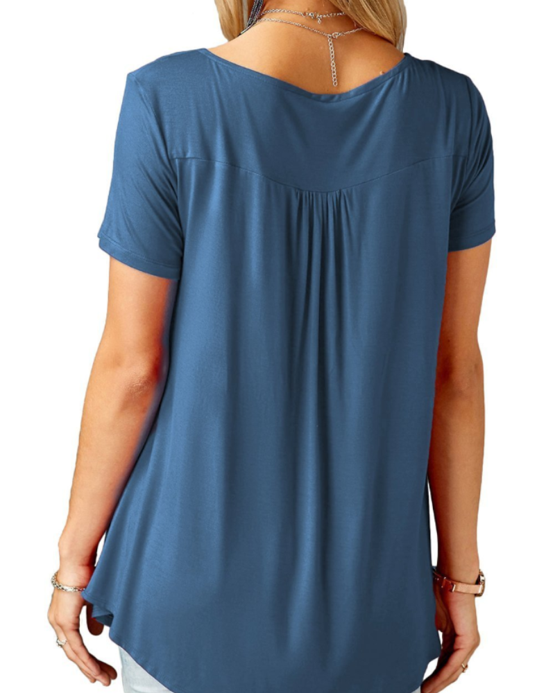 Sophia Tunique Femme Col V – Blouse d’Été Ample avec Détails Boutonnés