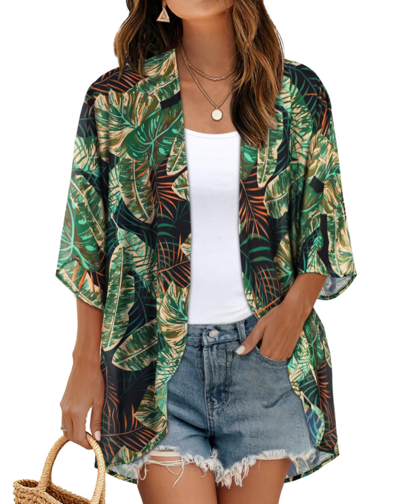 Bianca Floral Women's Kimono – Lightweight Chiffon Summer Cover-Up Cardigan