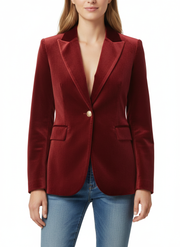 Haydee Blazer in Velluto Donna – Giacca Chic Verde con Bottoni Dorati e Taglio Elegante