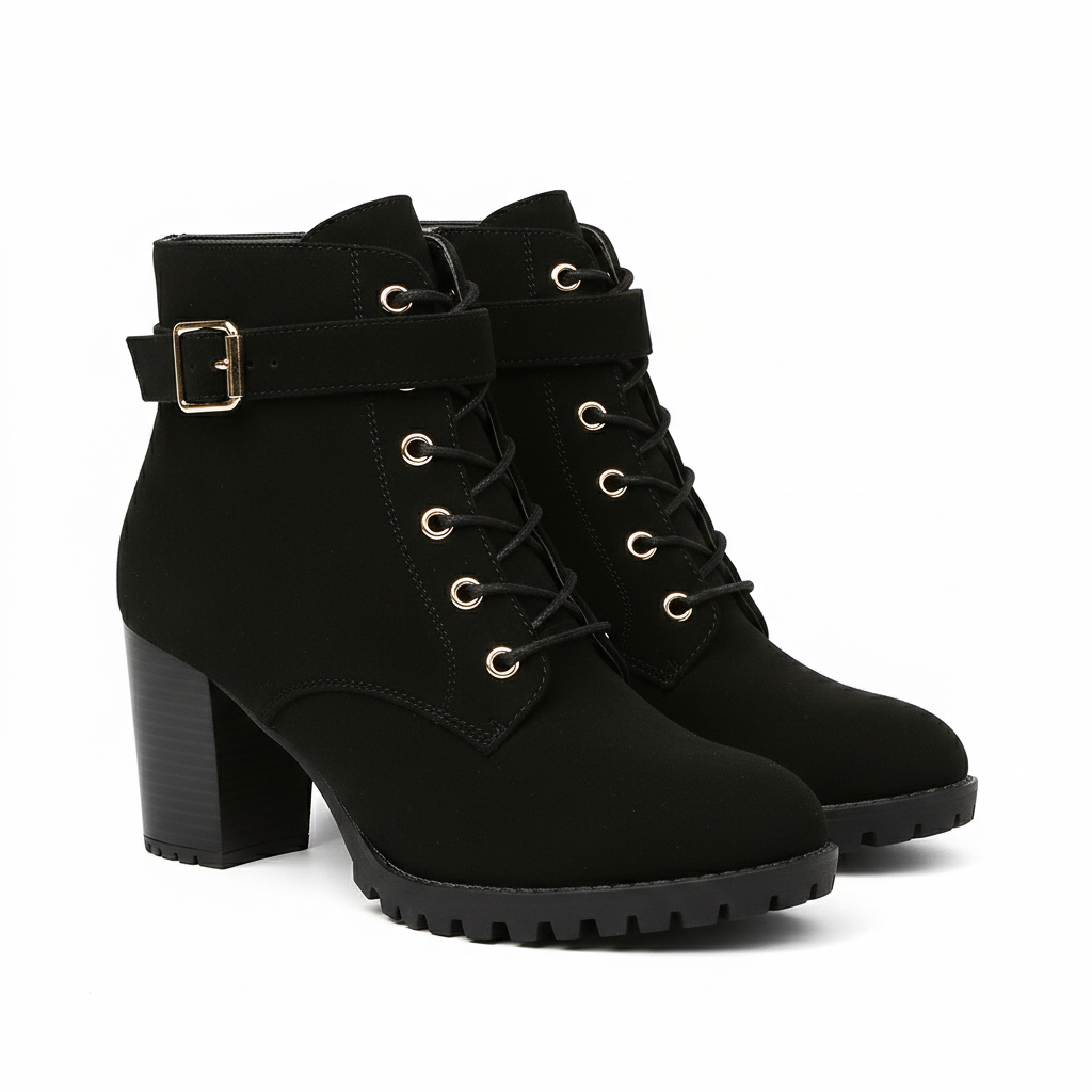 Botines para mujer Luciana estilo Martin con hebilla metálica – Tacón grueso cómodo y estilo moderno