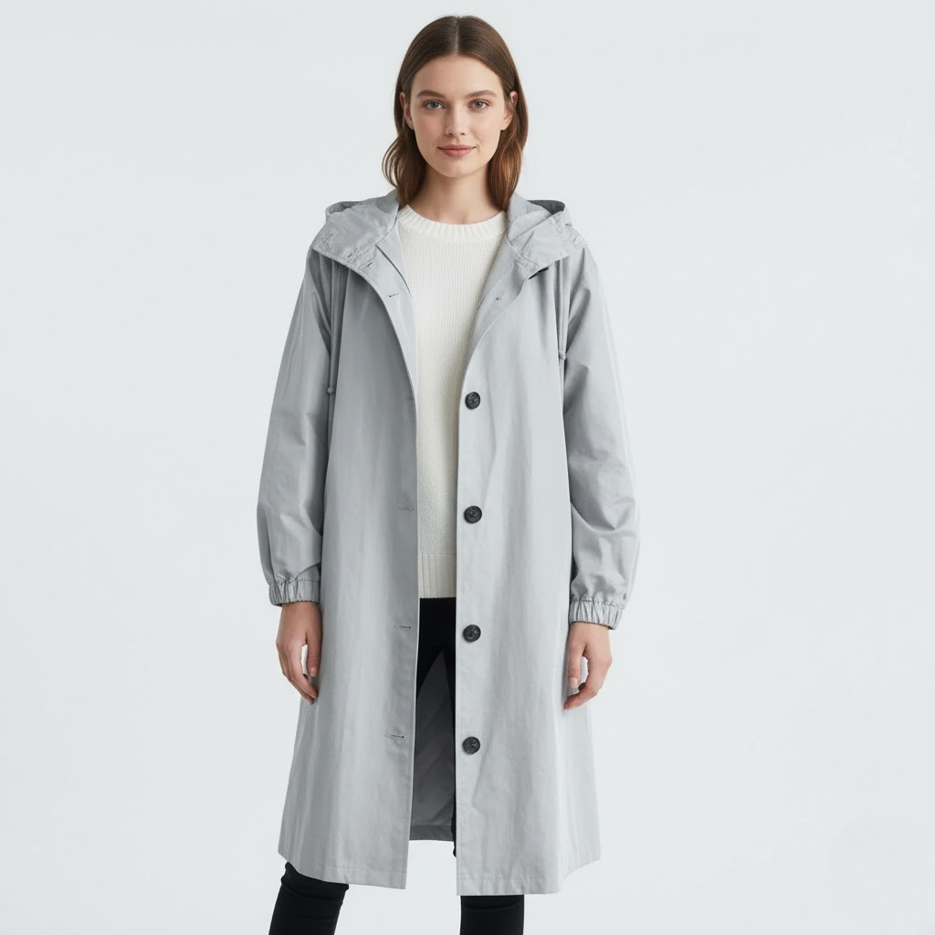 Abrigo Trench para Mujer Arlyn – Abrigo Largo Oversize con Capucha y Corte Elegante