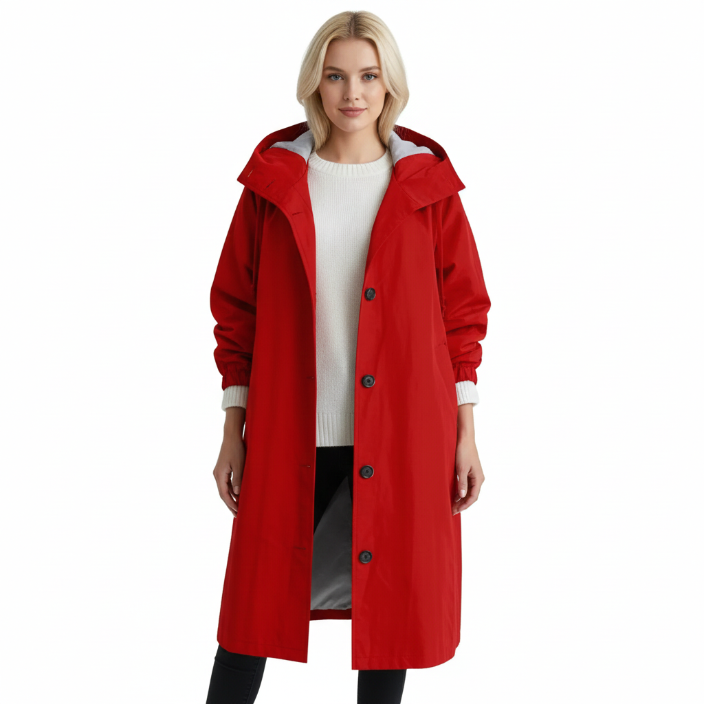Abrigo Trench para Mujer Arlyn – Abrigo Largo Oversize con Capucha y Corte Elegante