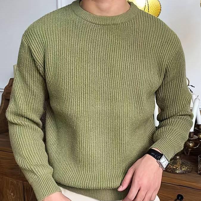 Nale Pánský Svetr Pletený Žebrovaný – Kulatý Výstřih, Regular Střih & Elegantní Ležérní Styl