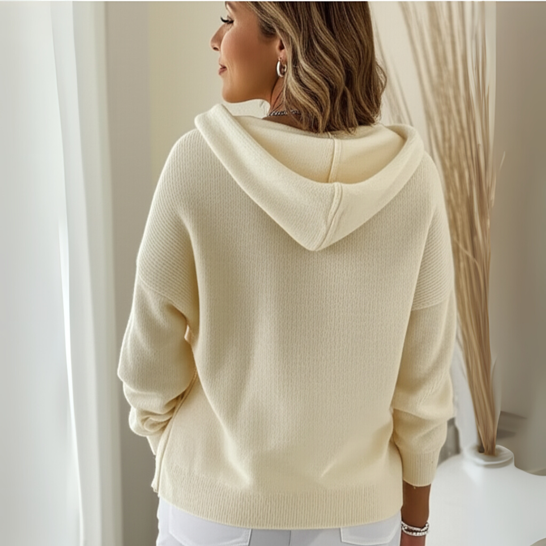 Cataleya Cardigan Femme Capuche – Maille Douce Effet Cachemire & Coupe Droite Élégante